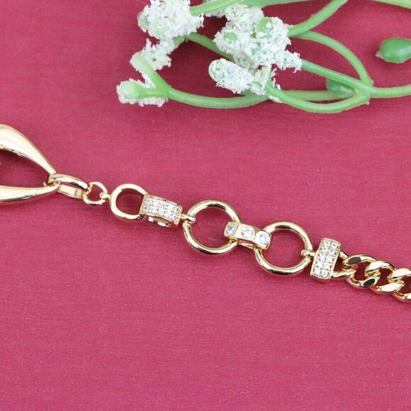 "Sparkling Rose Gold Bracelet with Elegant Round & Chain Link Detail, XPBL0909 - Picture 12 of 13